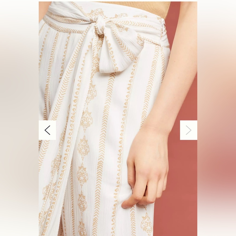 NWOT Anthropologie Farm Rio Everly Tie Front Waist Wide Leg Summer Beach Pants M - Picture 4 of 9